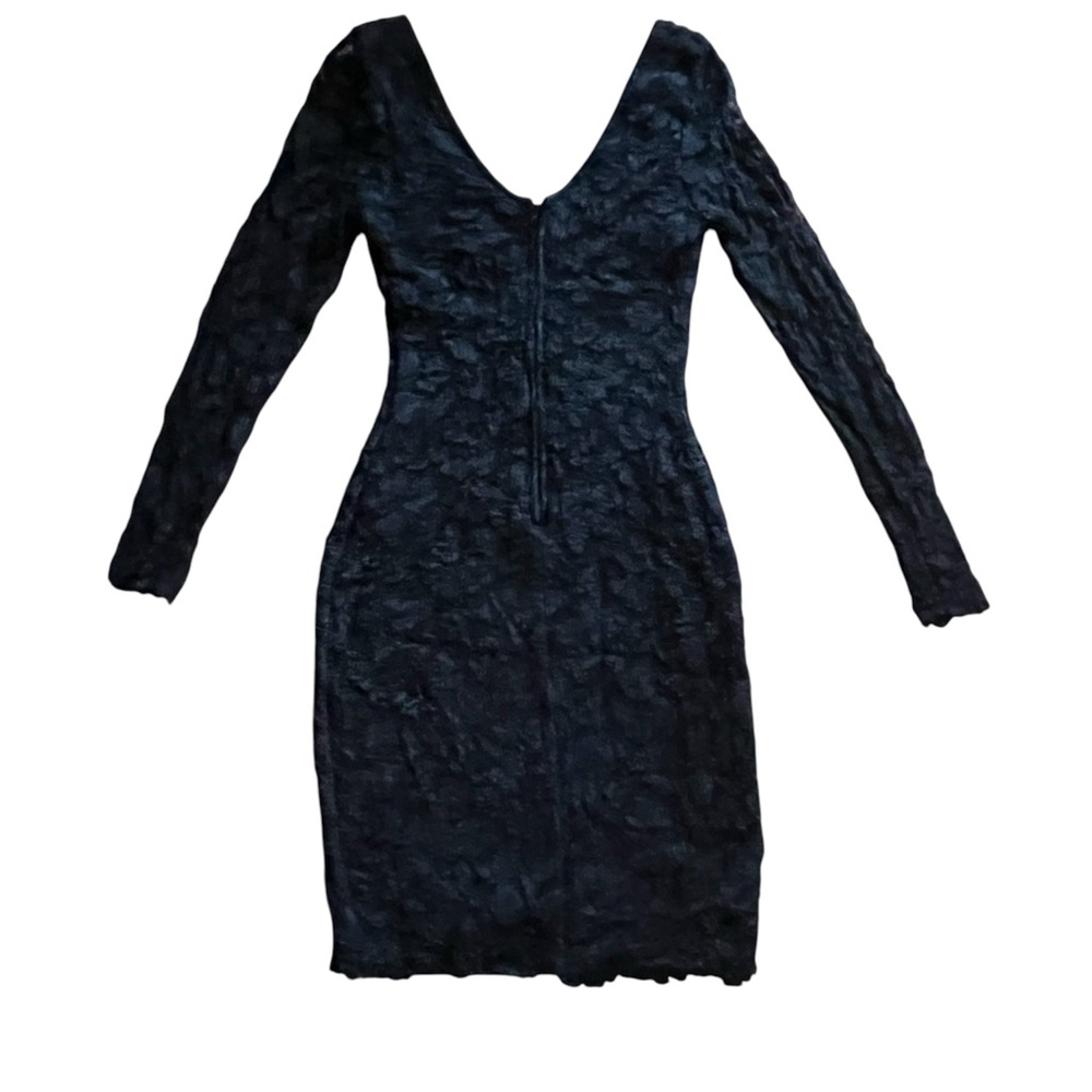 Black Lace Bodycon Long Sleeve V-Neck Dress